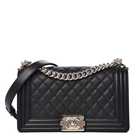 chanel medium boy caviar|Chanel Black Quilted Caviar Leather Medium Boy Bag .